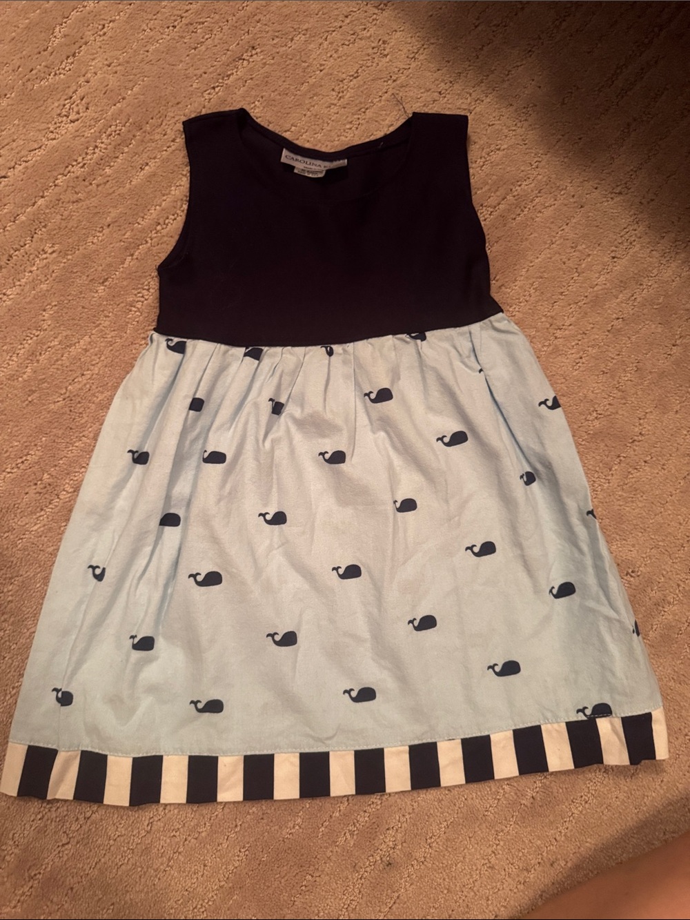 Navy Top Light Blue Whale Print Sleeveless Dress